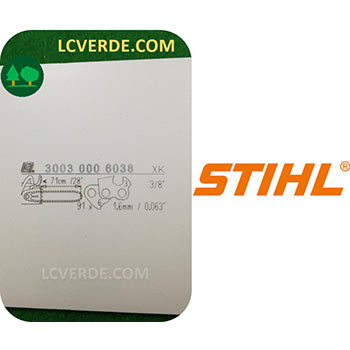 Barra Spranga Rollomatic 71 cm Motosega Stihl Maglie 91 Passo 3.8 Spessore 1.6 ricambio LCVERDE.com 30030006038 spare parts