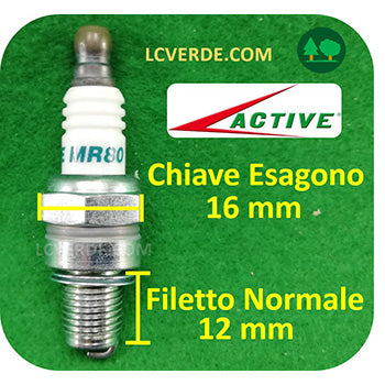 Candela Motore Miscela Benzina Active MR80 ricambi LCVERDE.com Decespugliatore Motosega Tagliasiepe Soffiatore 2 Tempi