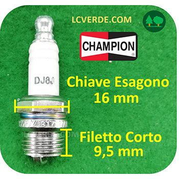 Candela Motore Miscela Benzina Champion DJ8J ricambi LCVERDE.com motosega decespugliatore tagliasiepe soffiatore 2 Tempi