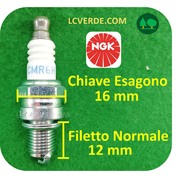 Candela Motore Miscela Benzina NGK CMR6H ricambi LCVERDE.com Decespugliatore Motosega Tagliasiepe Soffiatore 2 Tempi