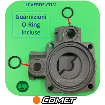 Testata Sinistra Sx Pompa Irrorazione Comet MC20 MC25 MC15 ricambiO LCVERDE.com 3218001600 1210004600